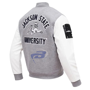 Veste universitaire Jackson State University (JSU) style baseball rétro, veste bomber universitaire unisexe, logo personnalisé, patchwork - Product Image 1