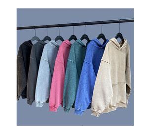 Sudadera con capucha vintage de algodón transpirable de talla grande para hombre al por mayor Sudadera con capucha lavada con ácido y logotipo impresión personalizada para hombre - Product Image 5