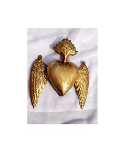Medallón de corazón sagrado vintage, decoración del hogar de color dorado de corazón católico - Product Image 2