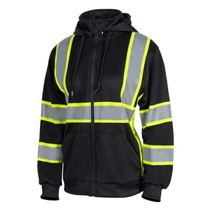Durable Eco Friendly High Visibility Zip Reflective Tape New Fully Customized Safety <b>Work</b> Wear Stand Reversible <b>Fleece</b> Black - Product Image 1