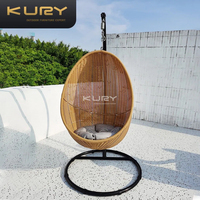Fauteuil suspendu œuf individuel en rotin pour extérieur, mobilier de jardin et de terrasse, avec support métallique, pour hôtels et complexes hôteliers