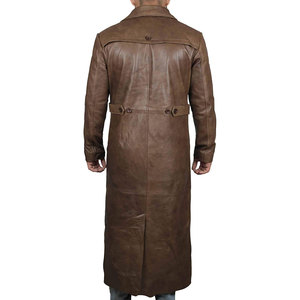 Manteau en cuir de luxe pardessus de haute qualité Plaid personnalisé pour hommes mode veste décontractée hommes en peau de mouton Long manteau en cuir - Product Image 2