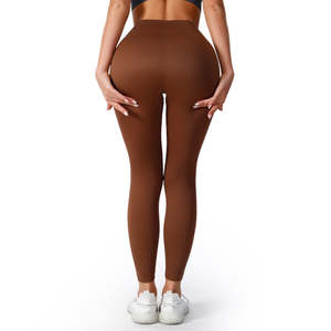 Women's High Waist Elastic Waist Tummy Control Slimming Solid Sweat-Wicking Gym <b>Tights</b> Scrunch Butt Yoga Pants Leggings - Product Image 1