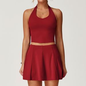 ชุดเทนนิสผู้หญิง ยืดหยุ่นสูง แห้งเร็ว ระบายอากาศดี ซับเหงื่อ ออกแบบโลโก้ที่เอวได้ตามต้องการ เหมาะสำหรับวิ่ง กอล์ฟ ฟิตเนส - Product Image 3