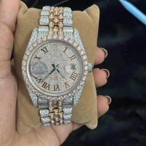 นาฬิกาเพชรโมอิสซาไนต์แบบ Iced Out สำหรับผู้ชาย ตัวเรือนสแตนเลสสตีล VVS1 สองสี ระบบอัตโนมัติ พร้อมหน้าปัดแสดงวันที่ - Product Image 1