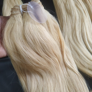 Trama de cabello virgen indio recto Rubio, tejido a máquina doble, suave y teñido, extensiones de cabello con cinta blanqueada ventajosa - Product Image 1