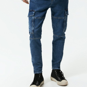 Men <b>Denim</b> Slim Fit Cargo Pants Multi-Pocket Design OEM Service Durable/Breathable <b>Material</b> Comfortable Relaxed Fit Custom Colors - Product Image 2