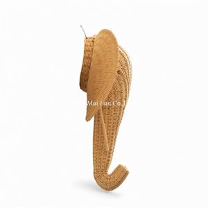 Décoration murale en rotin naturel tressé à la main, style bohème, en forme d'éléphant, pour chambre de bébé, décoration écologique amusante pour la maison - Product Image 2