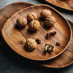 Ensemble d'assiettes de service en bois d'acacia en vrac durables et écologiques bols d'apéritif ronds pour les fêtes vaisselle écologique - Product Image 4