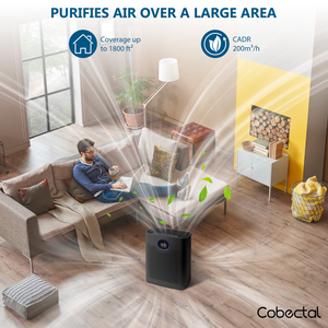 Purificador de Aire Inteligente H14 HEPA con WiFi, 1800 24dB, Negro, Alta Eficiencia - Product Image 3