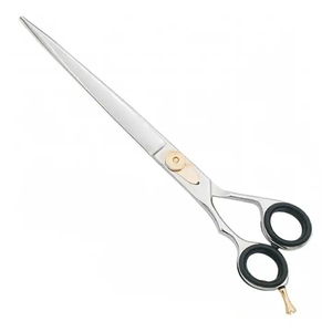 Tijeras de aseo de la mejor calidad, hoja recta afilada, tijera de corte de acero metálico para mascotas, tijera de corte de pelo de animales con anillo ladrón - Product Image 1