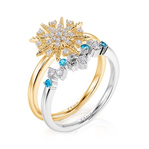 แหวนจิวเวลรี่รูปดาวสองสี Jeulia Luna Astra ทำจากเงินสเตอร์ลิง เหมาะสำหรับงานปาร์ตี้ - Product Image 3