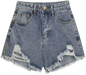 กางเกงขาสั้นผ้ายีนส์เอวสูงสำหรับผู้หญิงกางเกงขาสั้นผ้ายีนส์เอวสูงยกก้นขนาดใหญ่พิเศษสำหรับฤดูร้อน - Product Image 4