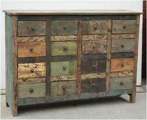 Aparador de almacenamiento para el hogar de estilo antiguo industrial y vintage, muebles de madera de Metal de hierro con varios cajones para sala de estar para granja - Product Image 5