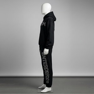 Rhinestones Streetwear Hooded Sweatsuit Low MOQ Custom Design Tracksuits Outdoor Men Clothing Multi Color Plain Gym - Product Image 3