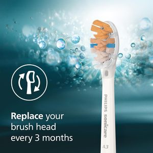 Têtes de brosse à dents électriques de rechange authentiques Philips Sonicare A3 tout-en-un, blanches, lot de 2, HX9092/77 - Product Image 6