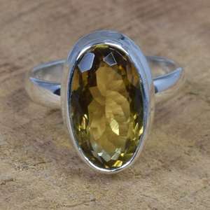 Bague fine en argent sterling 925 faite à la main Design classique unique avec pierre précieuse de quartz fumé naturel Vermeil d'éternité personnalisé - Product Image 1