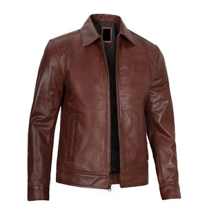 แจ็กเก็ตหนังสำหรับผู้ชายเสื้อแจ็คเก็ตหนังแขนยาวสำหรับฤดูหนาวดีไซน์ล่าสุด - Product Image 5