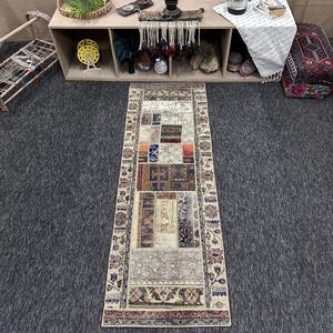 Tapis turc, tapis vintage 2,2x6,6 pieds, tapis en laine beige patchwork arc-en-ciel - Product Image 1