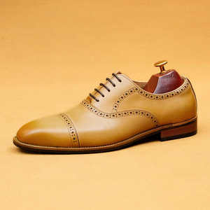 Chaussures pour hommes en cuir de vachette de couleur claire gravées, originales, luxueuses, décontractées, formelles, de style Oxford - Product Image 6