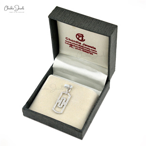 Fournisseur vérifié, pendentif en or blanc 18 carats fait à la main, avec un diamant de 0,47 carats, taille brillant, G-H, collier à maillons, prêt à être expédié - Product Image 2