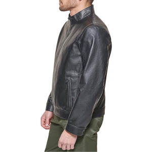 Veste en cuir à la mode pour hommes de haute qualité directe d'usine pour l'hiver avec veste pour hommes à 2 poches latérales personnalisées - Product Image 4