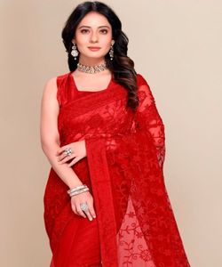 Bollywood Style Designer fête porter perle travail Saree dames porter nouveau avec chemisier indien arrivée Net tissu brodé femmes 500 ethnique - Product Image 6