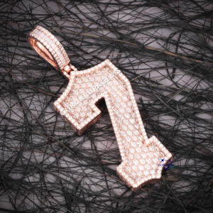 Colgante de joyería de Hip Hop de Plata de Ley 925 para hombres con colgante de claridad VVS de diamantes de moissanita de corte redondo y Baguette - Product Image 2