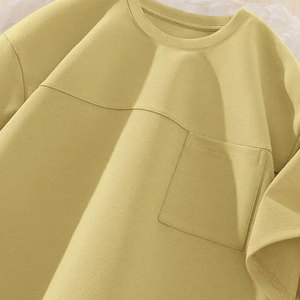 เสื้อยืดผ้าถักสะพายไหล่ทรงโอเวอร์ไซซ์ผ้าคอตตอน100% น้ำหนักเบาออกแบบโลโก้ได้ตามที่ต้องการ - Product Image 5