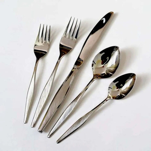 Juego de cubiertos de acero inoxidable con mango de nudo, para servir pasta, elegante vajilla plateada para postres. - Product Image 4