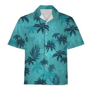 Camisa de manga corta de moda informal de verano para hombre 100% algodón transpirable de punto estilo de vacaciones estampado en color servicio OEM disponible - Product Image 1