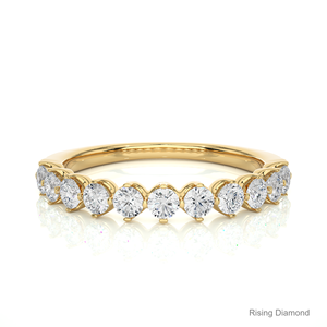 0,58 CTW corte redondo laboratorio cultivado oro amarillo boda banda aniversario regalo media eternidad conjunto con anillos de diamantes CVD - Product Image 1