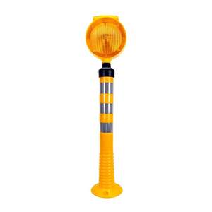 Solar Yellow Round Flasher Traffic Warning <b>Light</b> Set Aluminium Delineator <b>Post</b> with HDPE and Plastic Material - Product Image 1
