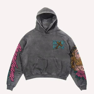 Nouveau Hoodie en molleton 100% coton brodé et imprimé à la main, personnalisé, pour homme et femme, style Hip-hop Y2K K-Pop, collection Hiver 2024 - Product Image 3