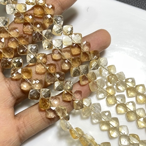 Perles Briolette en forme de coussin en quartz citrine naturelle de haute qualité, perles en forme de cerf-volant en pierre précieuse jaune à facettes, vente en gros - Product Image 4