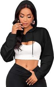 Women's Cropped <b>Hoodie</b> <b>Zip</b> Up Long Sleeve Crop Top Sweatshirts - Product Image 4