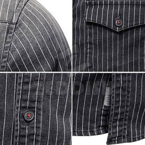 Diseñe su propia camisa de jeans de manga larga para hombres Diseño OEM Camisas de jeans hechas a medida - Product Image 3