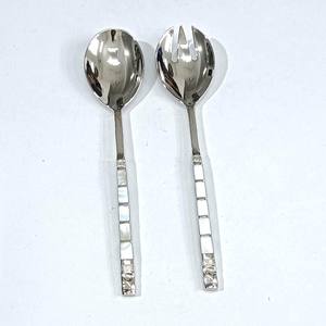Brass Metal Silver Plated Decorative Salad Serving <b>Set</b> MOP Design Handle <b>Kitchen</b> Serving <b>Set</b> - Product Image 1