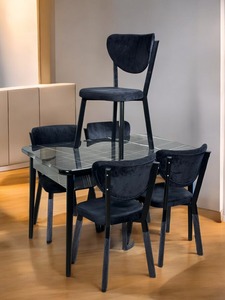 Meilleure qualité or conception turque salle à manger ensemble 6 chaises et une table allongée à un prix style moderne produit de gros - Product Image 5