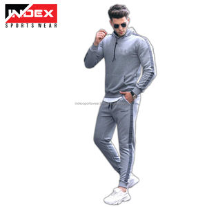 Personalizado de alta calidad con cremallera de invierno de talla grande sólido 100% algodón transpirable de secado rápido chándal para correr chaqueta de chándal conjunto para hombre - Product Image 6