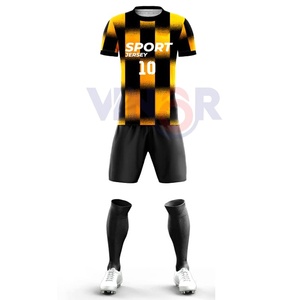 Ropa de fútbol unisex, poliéster de primera calidad, tamaños personalizados, Color sólido, nuevo estilo, Impresión de nombre para adultos, uniforme de fútbol - Product Image 1