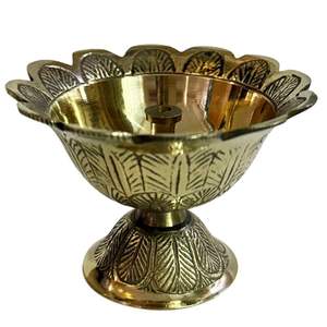HOME GENIE Brass Devdas Jyot Diya,Traditional Designer <b>Oil</b> <b>Lamp</b> for Pooja Mandir Aarti Festive&Spiritual Decor,Lotus Design Diya - Product Image 1