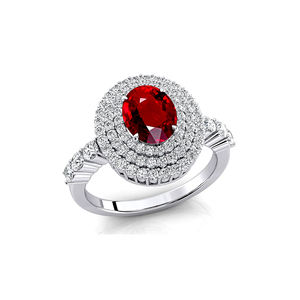 Bagues de fiançailles de mariée fines en or massif 18 carats ornées de pierres précieuses rubis de naissance de juillet naturel et de diamants pavés véritables OEM en vrac - Product Image 3