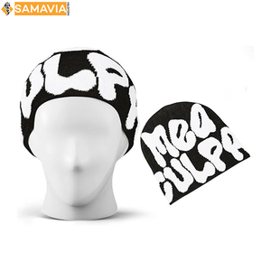 Gorro de punto de invierno Unisex SAMAVIA con letras Jacquard Beanie Hat logotipo personalizado OEM ODM Streetwear moda para clima frío playa - Product Image 2