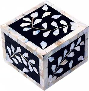 Boîte à bijoux en incrustation d'os blanc fait à la main Design Floral étui à bijoux en incrustation d'os avec intérieur doux pour bagues pour femmes boîte de rangement - Product Image 3