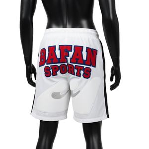 Short coupe-vent pour femme en nylon premium blanc avec empiècements en mesh noir et logo brodé - Product Image 2