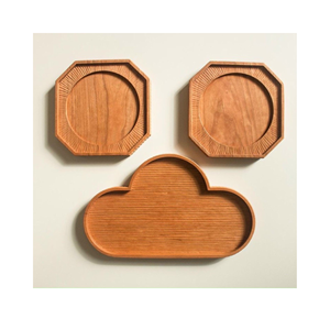 Plateau en bois vente chaude en vrac pour thé café fruits dessert gâteau collation bonbons eau Plateau en bois rond parfait pour servir - Product Image 3