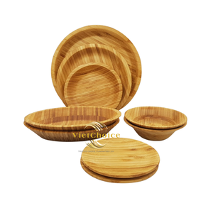 Assiette en bambou avec logo personnalisé, assiette écologique pour la restauration, pour marque privée - Product Image 1