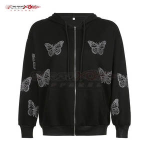 ชุดวอร์มประดับพลอยเทียมสำหรับผู้หญิงเสื้อแจ็กเก็ตซิปเต็มตัวและชุดวอร์มประดับพลอยเทียมสองชิ้นสำหรับผู้หญิง - Product Image 4