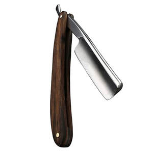 Maquinilla de afeitar de barbero de borde recto de alta calidad, maquinillas de afeitar de acero inoxidable para hombres, maquinilla de afeitar de barbero con mango de madera para belleza - Product Image 2